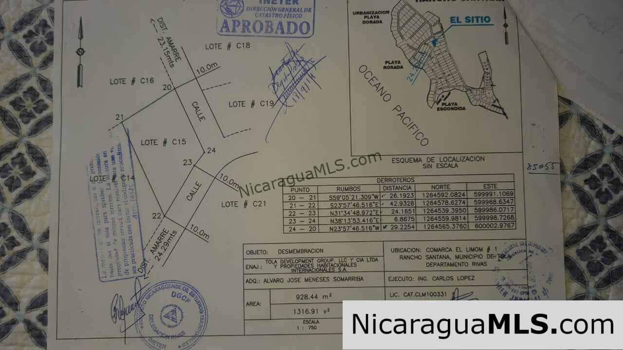 Lot C15 in Rancho Santana, near Playa Rosada, Tola. Nicaragua